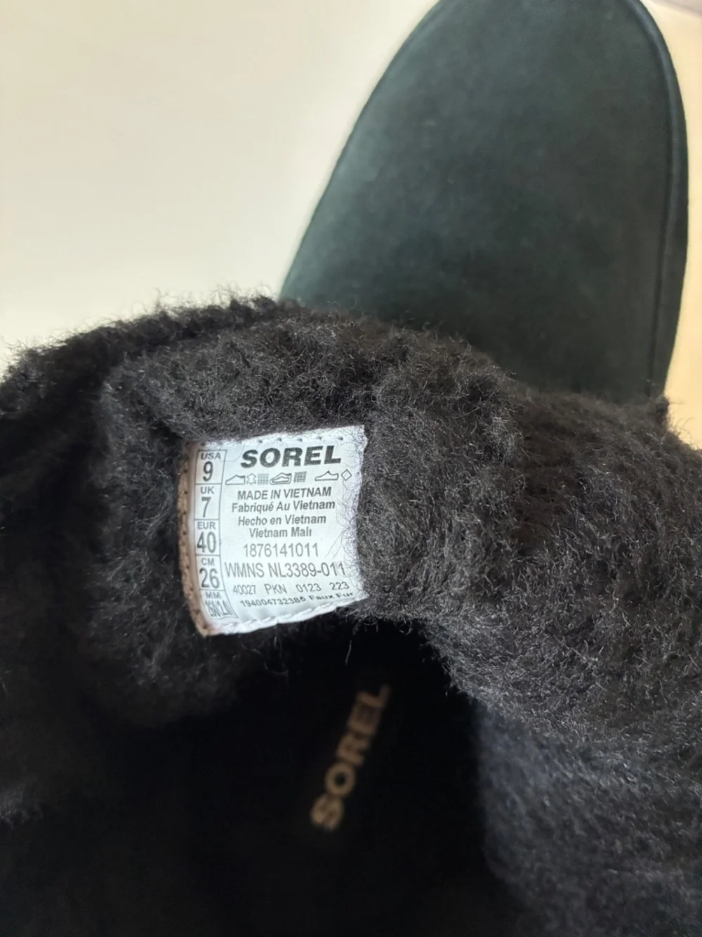 Sorel Faux Fur Booties | Women's 9 | Black Suede | Like New